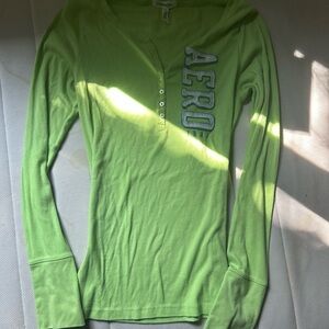 Aeropostale Vibrant Green Henley Tee